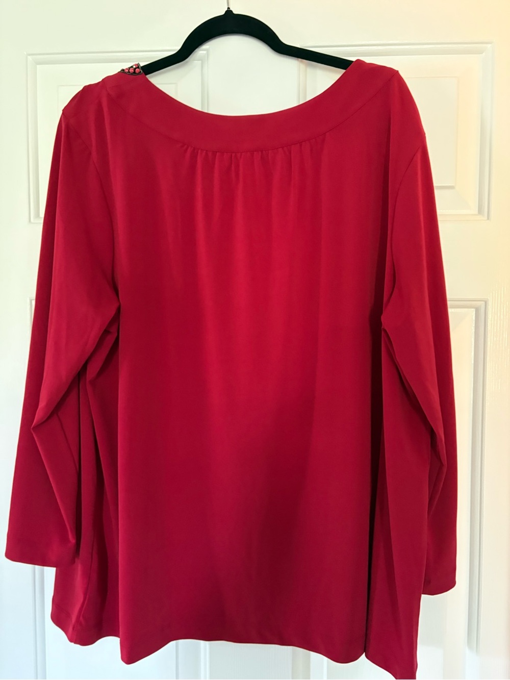 Embellished Red Women's Blouse - Long Sleeve 2x Bob Mackie - Picture 3 of 4